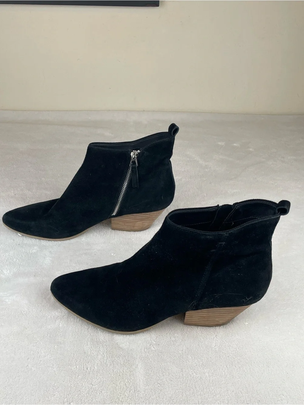 Dolce Vita Black Suede Ankle Boot with Stacked Heel